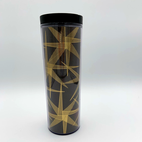 Starbucks‎ 2013 Grande Tumbler Black Gold Starburst Insulated Travel Cup Retro - Picture 5 of 12